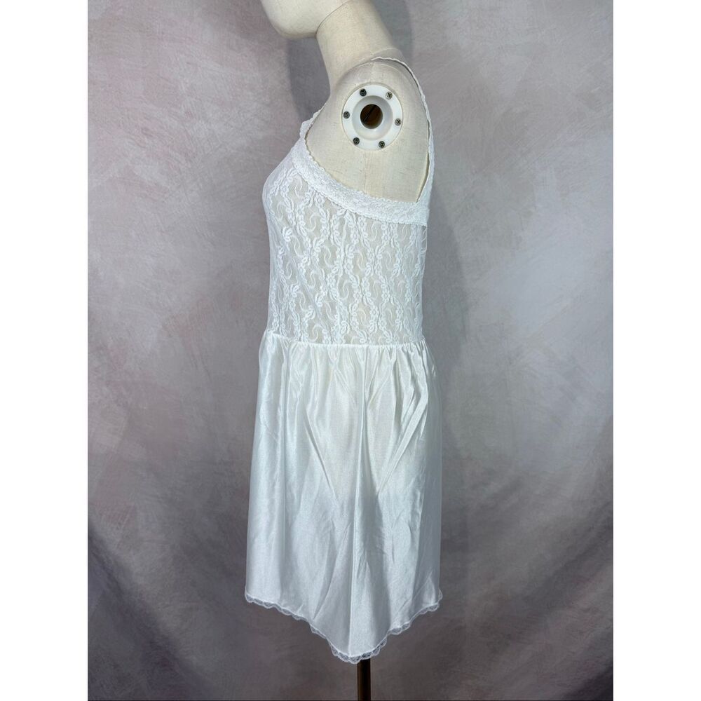Vintage Basic Image White Lace Size Large Slip Nightgown Baby Doll Lingerie - Picture 3 of 6